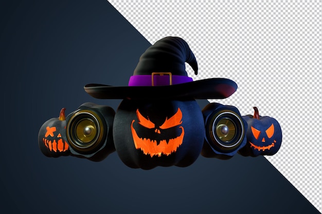 PSD elemento de halloween de calabazas de renderizado 3d para cartel de evento y flye