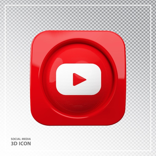 Elemento icona Youtube Rendering 3d di stile