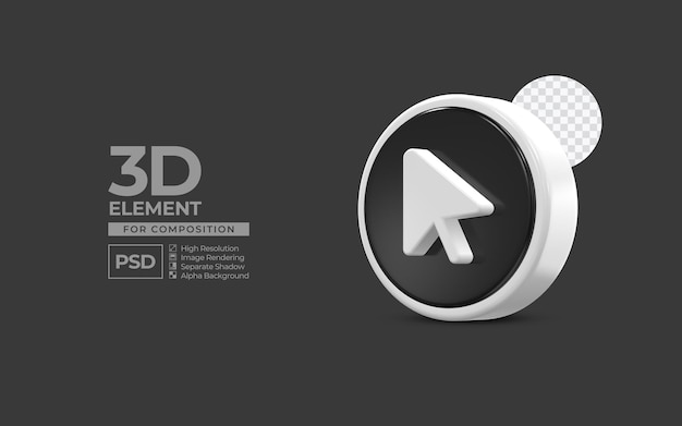 PSD elemento de icono 3d redes sociales para composición psd premium