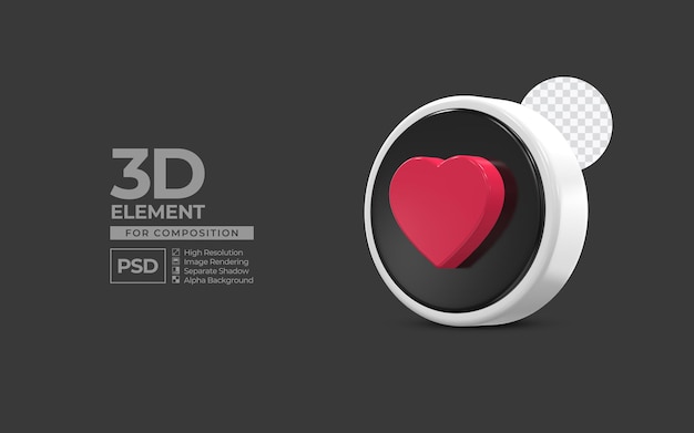 elemento de icono 3d redes sociales para composición psd premium