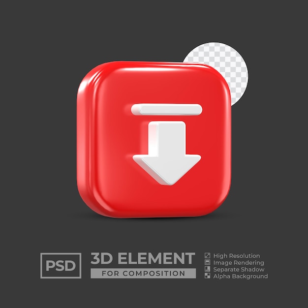 Elemento de icono 3d redes sociales para composición psd premium