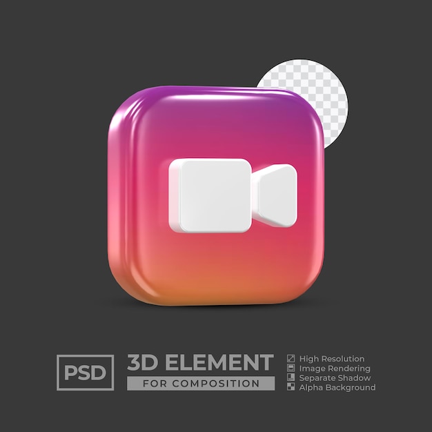 elemento de icono 3d redes sociales para composición psd premium