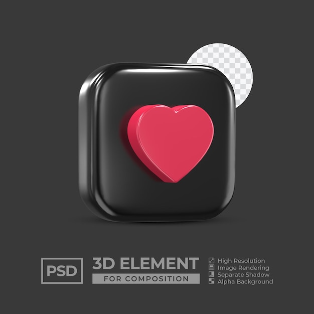 Elemento de icono 3d redes sociales para composición psd premium