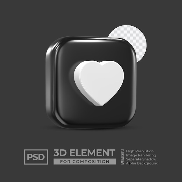 PSD elemento de icono 3d redes sociales para composición psd premium