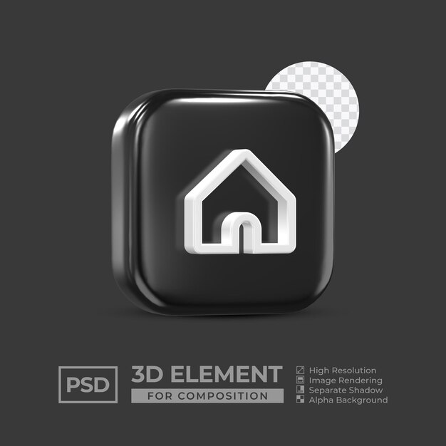 PSD elemento de icono 3d redes sociales para composición psd premium