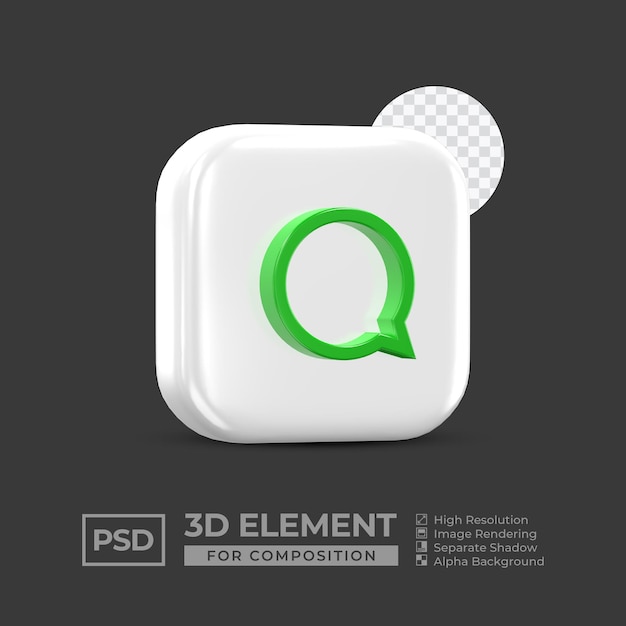 Elemento de icono 3d redes sociales para composición psd premium