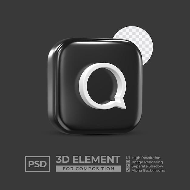 elemento de icono 3d redes sociales para composición psd premium