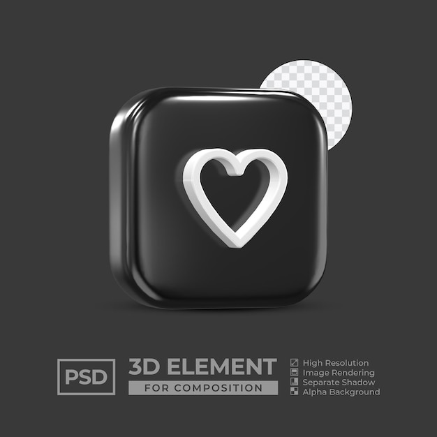 elemento de icono 3d redes sociales para composición psd premium