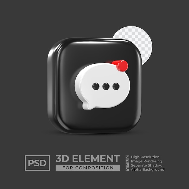 Elemento de icono 3d redes sociales para composición psd premium