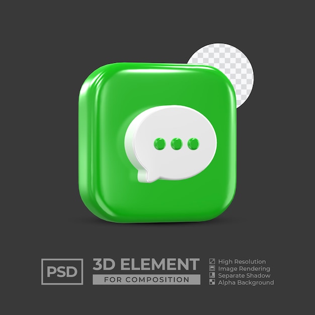 Elemento de icono 3d redes sociales para composición psd premium