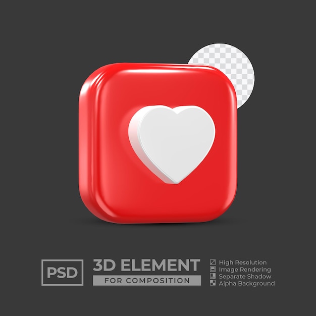 elemento de icono 3d redes sociales para composición psd premium