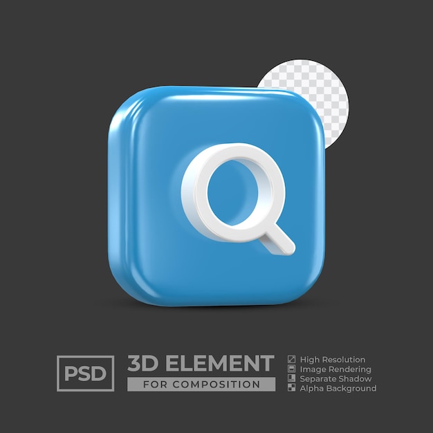 Elemento de icono 3d redes sociales para composición psd premium