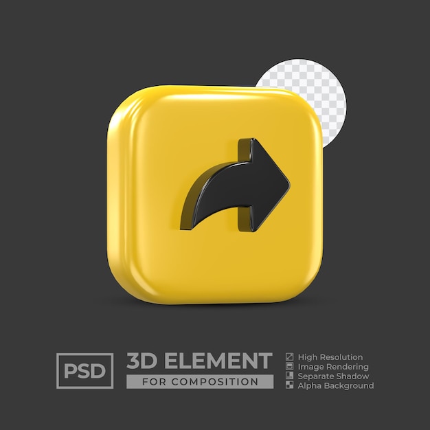 elemento de icono 3d redes sociales para composición psd premium