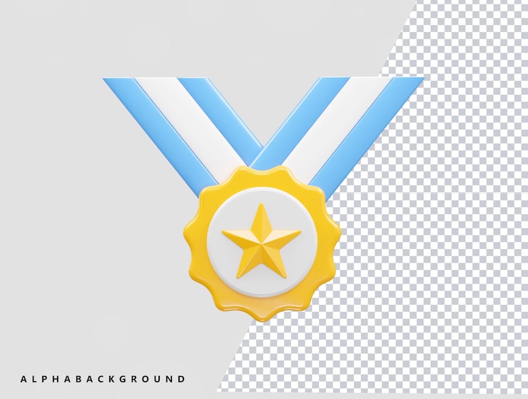 PSD el elemento del icono de la medalla del premio de la ilustración de renderización 3d del campeón