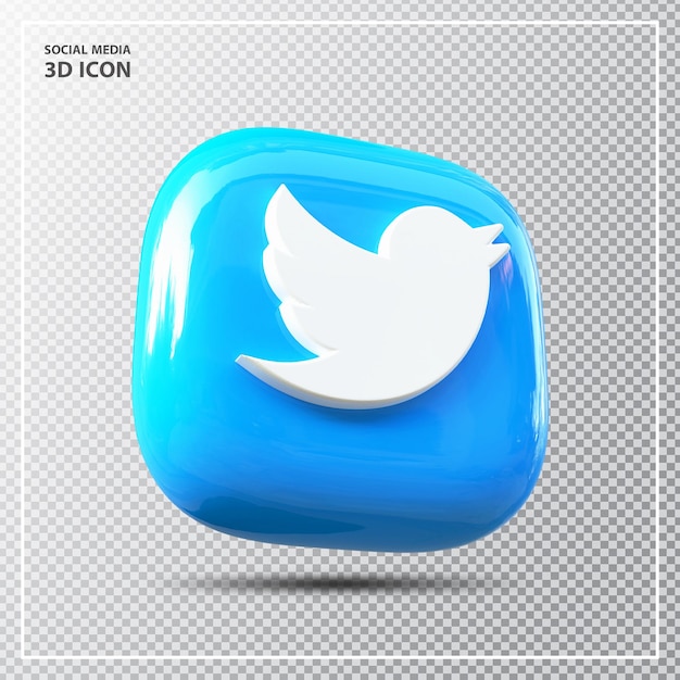 Elemento de icono de twitter de redes sociales render 3d