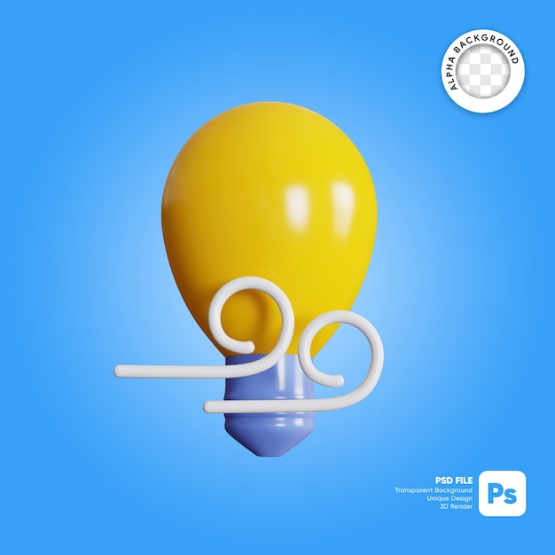 PSD elemento de ilustración 3d de bombilla de viento