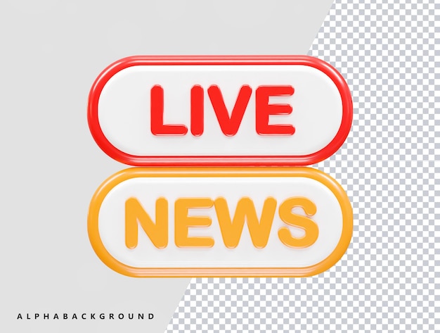 El elemento de ilustración 3D del icono de noticias en vivo