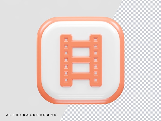 El elemento de ilustración de renderización 3D del icono de cine