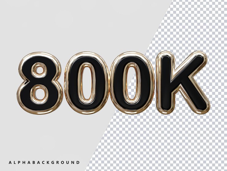 PSD elemento de ilustración de representación 3d de efecto de texto de 800k