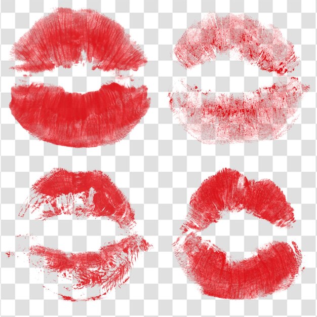 Elemento de impresión de beso de lápiz labial rojo para diseños de San Valentín aislados en un fondo transparente