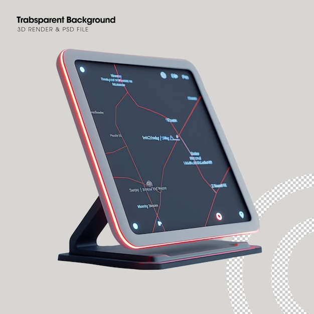 Elemento de mapa GPS inteligente PSD objeto 3D aislado