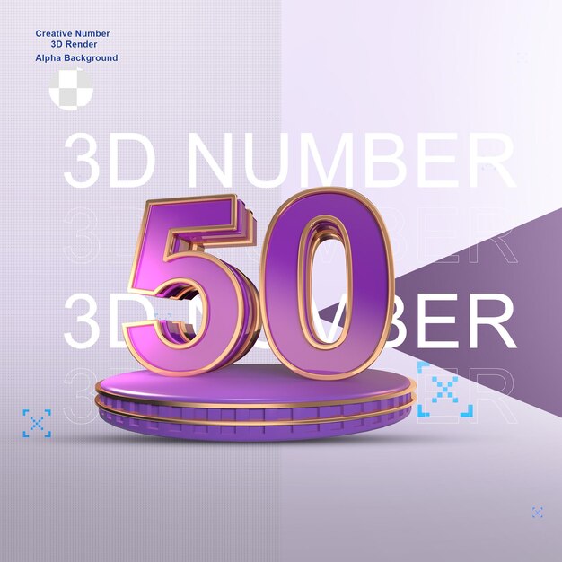 PSD elemento numérico 3d morado para diseño