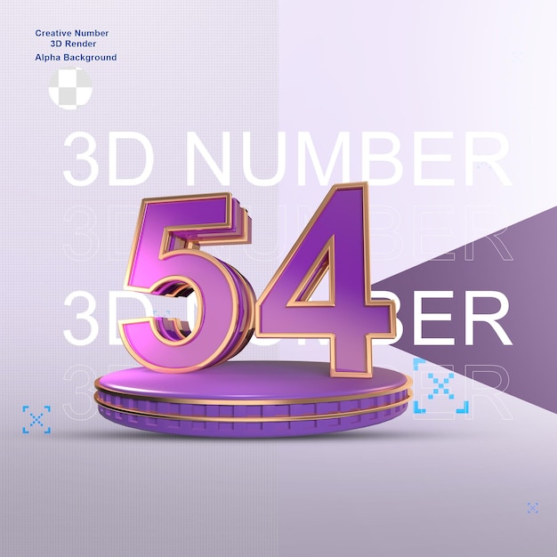 Elemento numérico 3d morado para diseño