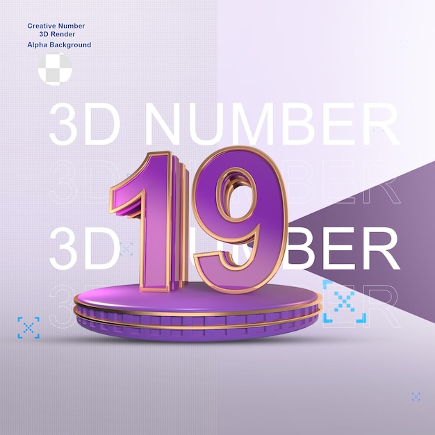 PSD elemento numérico 3d roxo para design