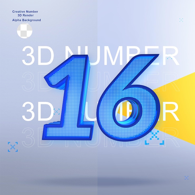 PSD elemento número 16 do esporte criativo 3d para design