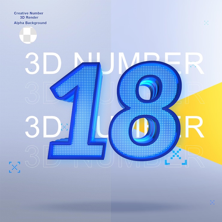 PSD elemento número 18 do esporte criativo 3d para design