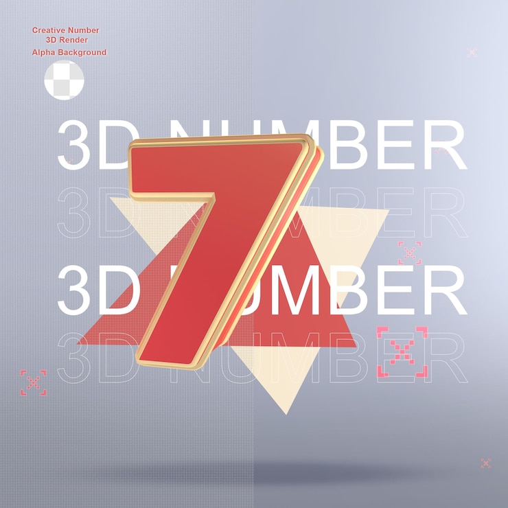 PSD elemento de número rojo 3d creativo para diseño