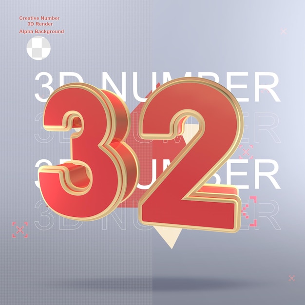 Elemento de número rojo 3d creativo para diseño