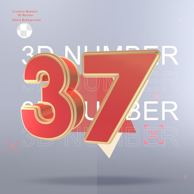 Elemento de número rojo 3d creativo para diseño
