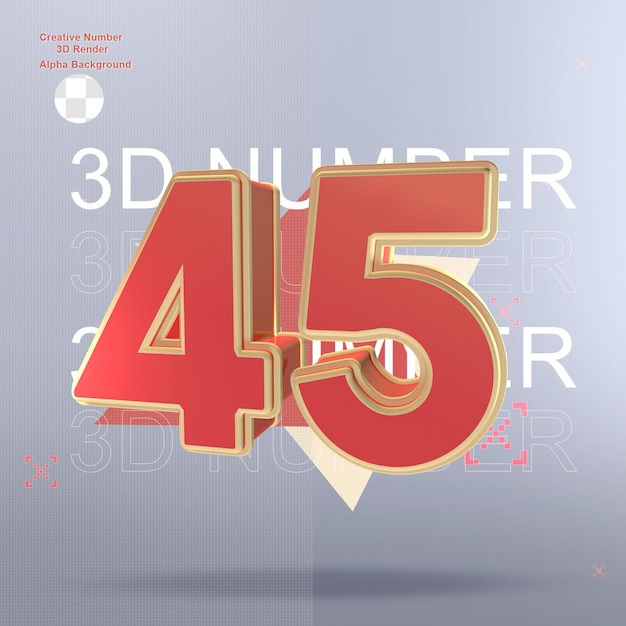 PSD elemento de número rojo 3d creativo para diseño