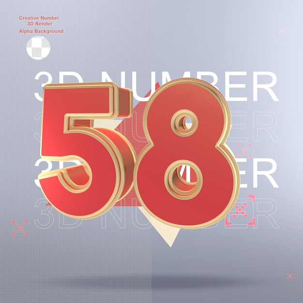 Elemento de número rojo 3d creativo para diseño