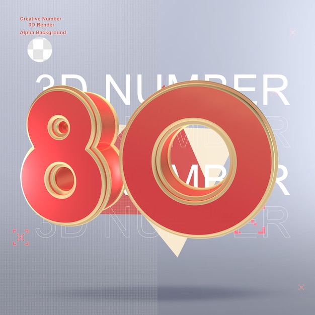 Elemento de número rojo 3d creativo para diseño