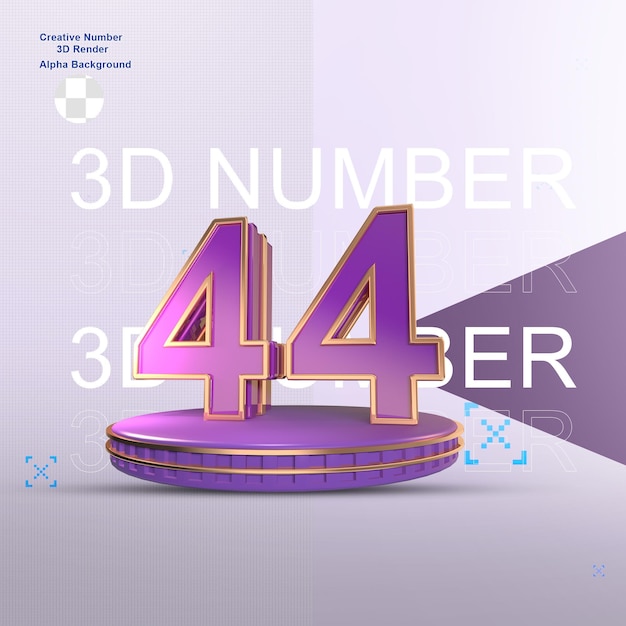 Elemento de números 3d de oro púrpura para diseño