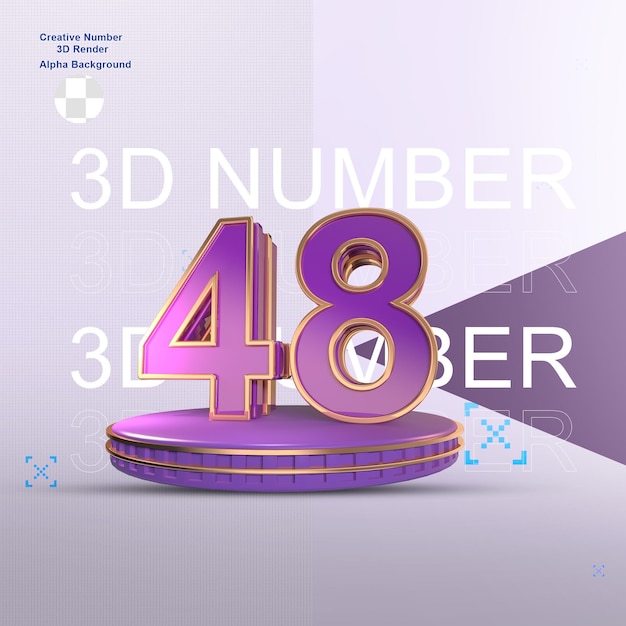 Elemento de números 3d de oro púrpura para diseño