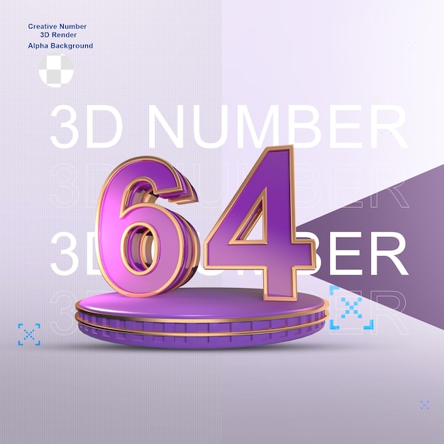 Elemento de números 3d de oro púrpura para diseño