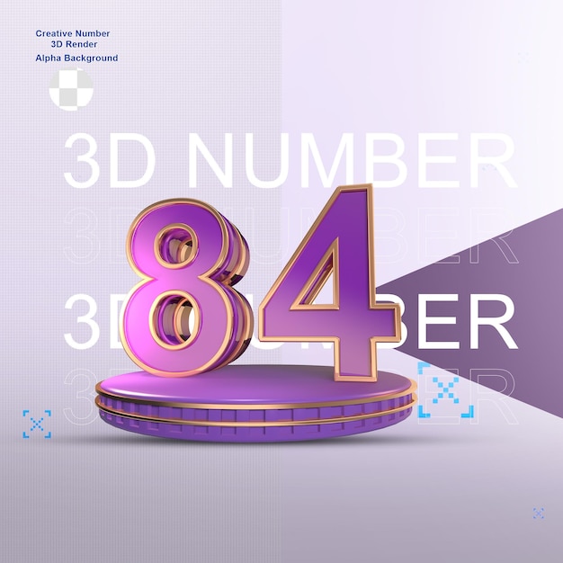 Elemento de números 3d de oro púrpura para diseño