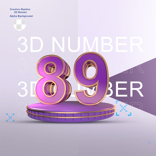 Elemento de números 3d de oro púrpura para diseño