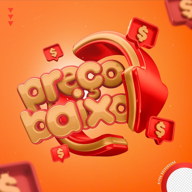 PSD elemento para composição preço baixo renderização 3d isolada