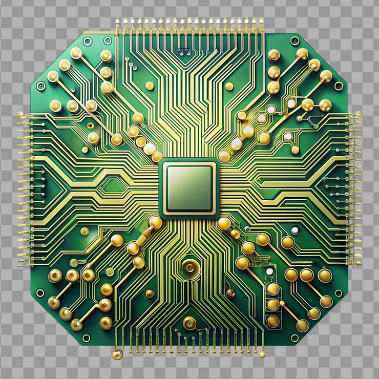 PSD elemento de placa de circuitos abstractos aislado sobre un fondo transparente