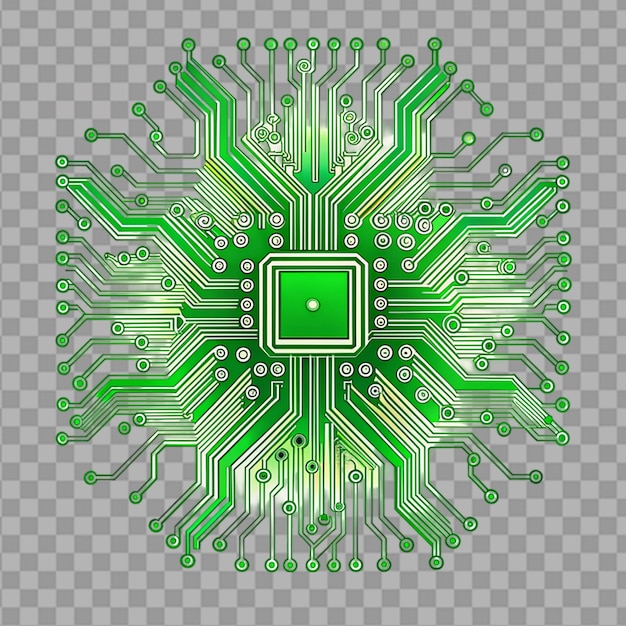 elemento de placa de circuitos abstractos aislado sobre un fondo transparente