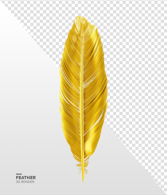 Elemento de pluma amarilla realista 3d