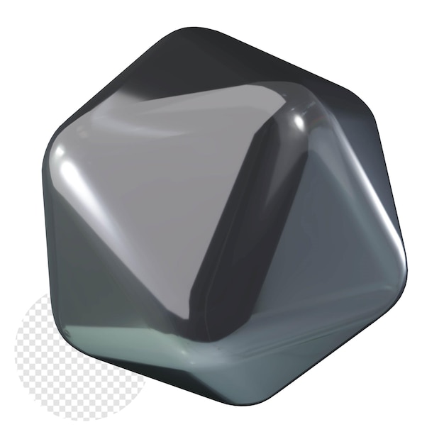 Elemento png 3d cromo argento ico sfera