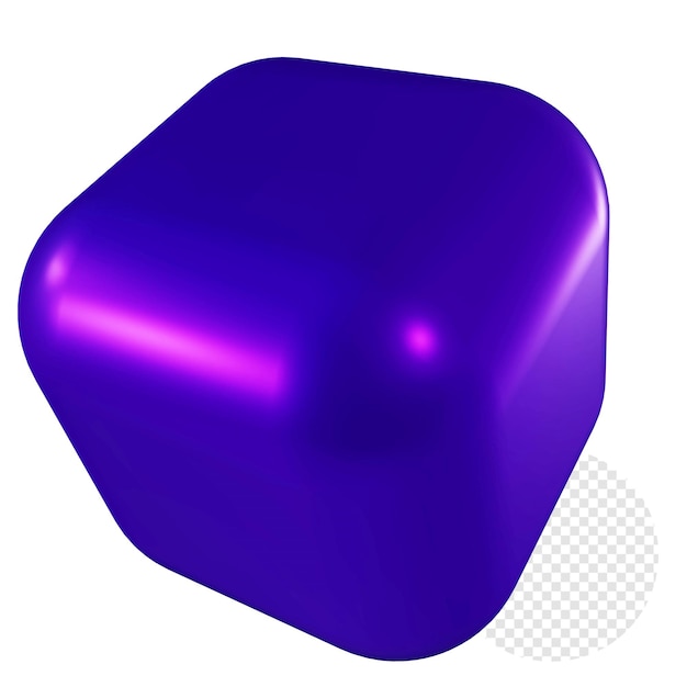 PSD elemento de png de cubo liso púrpura mate degradado 3d