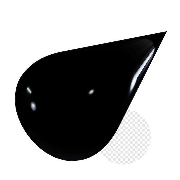 Elemento png de material brillante en forma de gota negra 3d