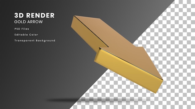 Elemento de representación 3D Flecha Oro aislado
