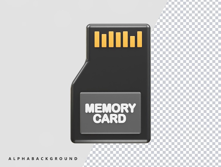 PSD el elemento de representación de la ilustración 3d del icono de memoria de la tarjeta sd
